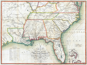 1813 Melish Military Map of Southern United States – War of 1812 Theater Showing Mississippi Territory Florida Roads Tribes & Forts