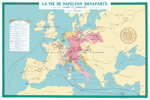 History Map of Napoleon Bonaparte’s Conquests – Vintage French Empire Campaigns Map Illustrating Military Expansion Across Europe During the Napoleonic Wars