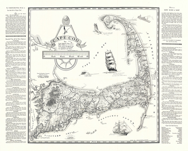 Pictorial Map of Cape Cod Massachusetts Featuring Illustrated Landmarks Historical Sites Coastal Communities and Maritime Heritage of New England’s Iconic Seaside Peninsula by History In Your Home