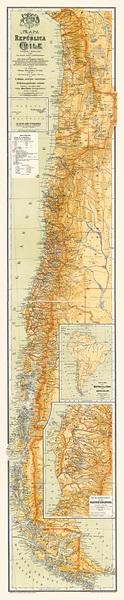 1891 Map of Chile – Historical South American Chart Showing National Boundaries Coastal Cities and Andean Geography During a Period of Political Change Following the Chilean Civil War by History In Your Home