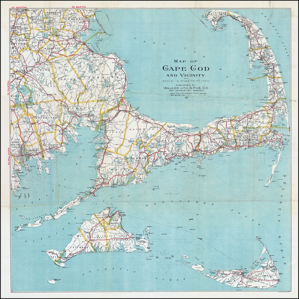 1917 Map of Cape Cod – Early 20th Century New England Map Depicting Roads Railways and Coastal Villages from Provincetown to Falmouth During America’s Maritime and Resort Development Era by History In Your Home