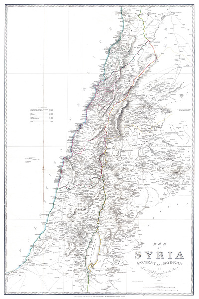 1843 Map of Syria – Historic Ottoman-Era Cartographic Depiction of 19th Century Syria Showing Cities Regions & Borders Under Turkish Control Before Modern Middle Eastern Boundaries Were Established by History In Your Home
