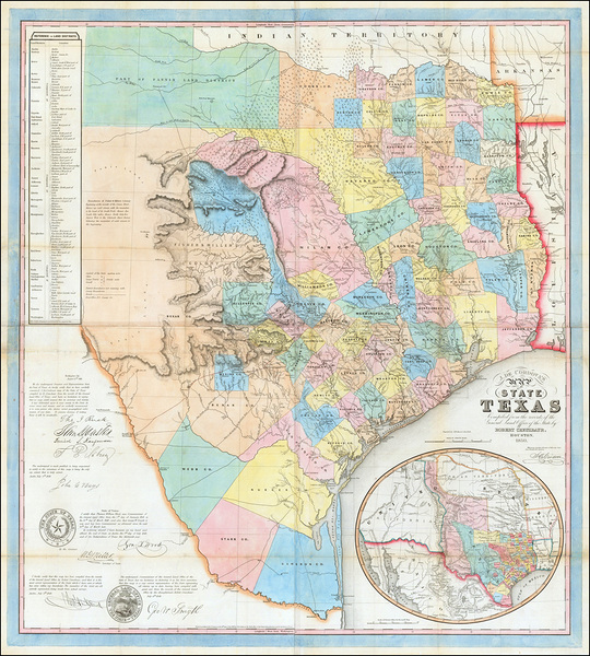 1850 Map of Texas Showing County Boundaries Settlements and Railroads During the Early Years of Statehood Following Annexation to the United States by History In Your Home