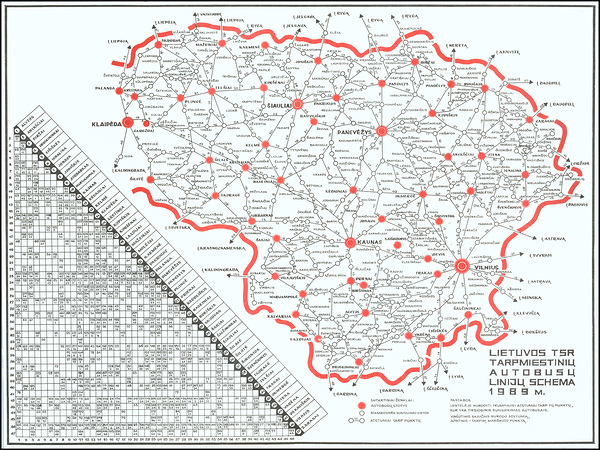 1989 Bus Map of Lithuania – Late Soviet-Era City Transport System Showing Bus Routes Stations and Urban Design Across Lithuanian Cities Just Before the Nation Declared Independence by History In Your Home