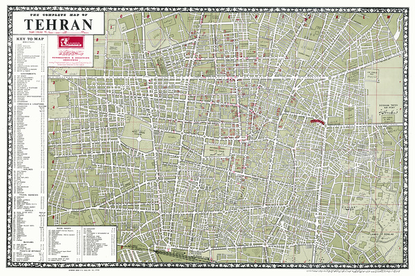 1967 Map of Tehran Iran Showing Streets Districts and Infrastructure at the Height of the Pahlavi Dynasty’s Modernization Programs Before the 1979 Iranian Revolution by History In Your Home
