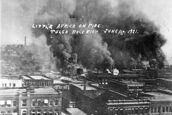 Photograph of 1921 Tulsa Race Massacre in Oklahoma One of the Worst Incidents of Racial Violence in U.S. History Targeting Black Wall Street in the Greenwood District Print