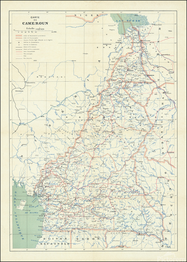 1927 Map Of Cameroon Colonial Era Map Showing French And British