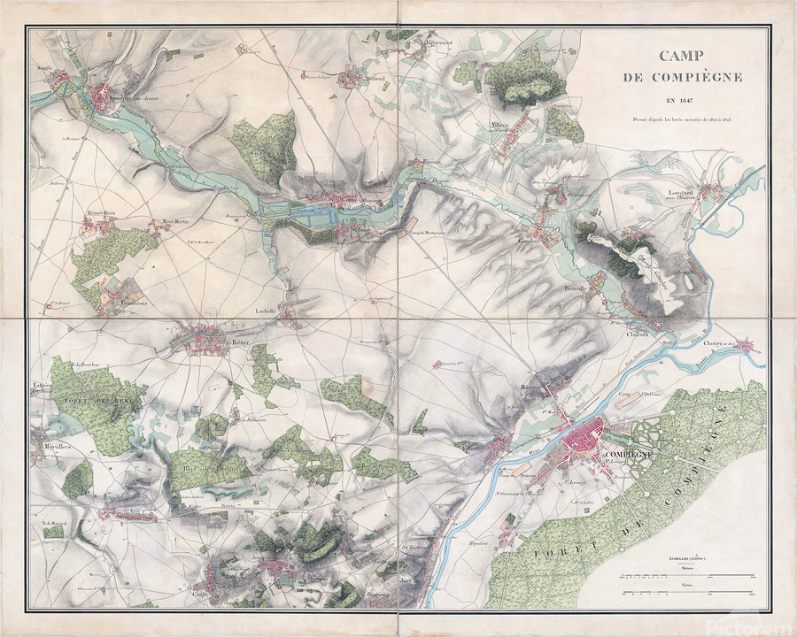 1847 Map of Compiegne France – Historical City Map Depicting Streets ...