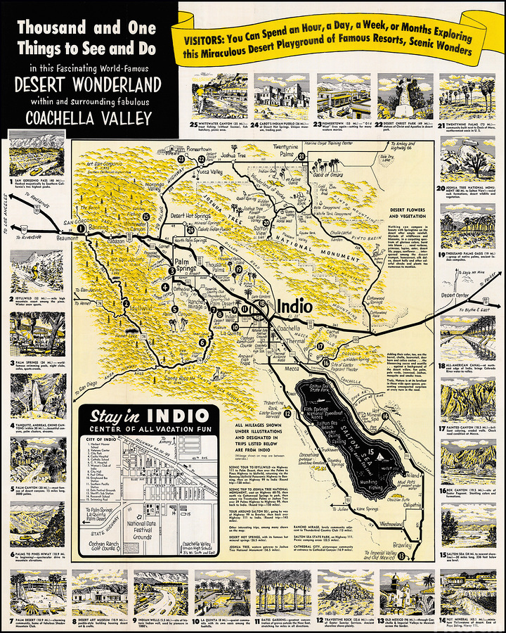 1955 Map of Indio California – Mid-Century American City Map Depicting ...