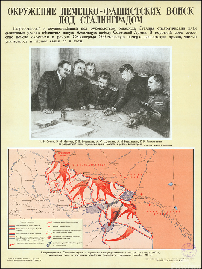 Soviet Illustrated Map of the Battle of Stalingrad Dramatic Pictorial