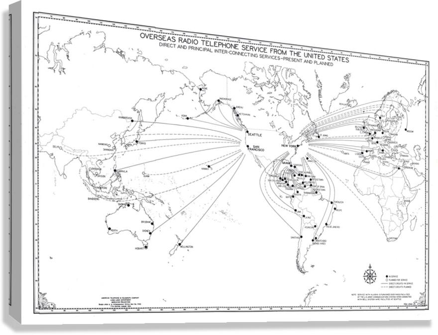 1946 World Map of Telephone and Telegraph Lines – Post-WWII Global ...