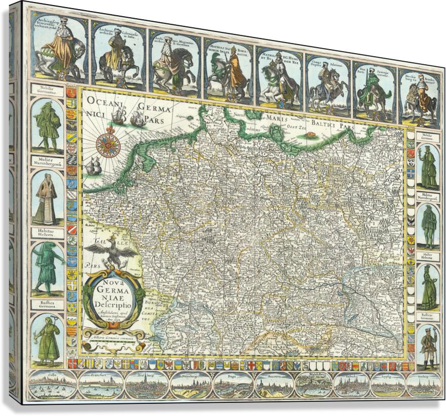 1632 Jan Jansson Map of the Holy Roman Empire – Early 17th-Century Map Depicting the Territories Principalities and Free Cities of Central Europe Reflecting Dutch Cartographic Excellence and Political Geography Canvas Print