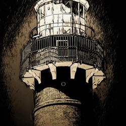 Lighthouse in a nighttime storm