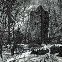 Stone tower on winters day