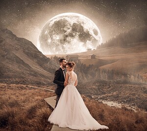 Wedding art with moonlight atmosphere