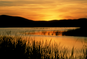 Sunset on sandhills lake in Nebraska E023