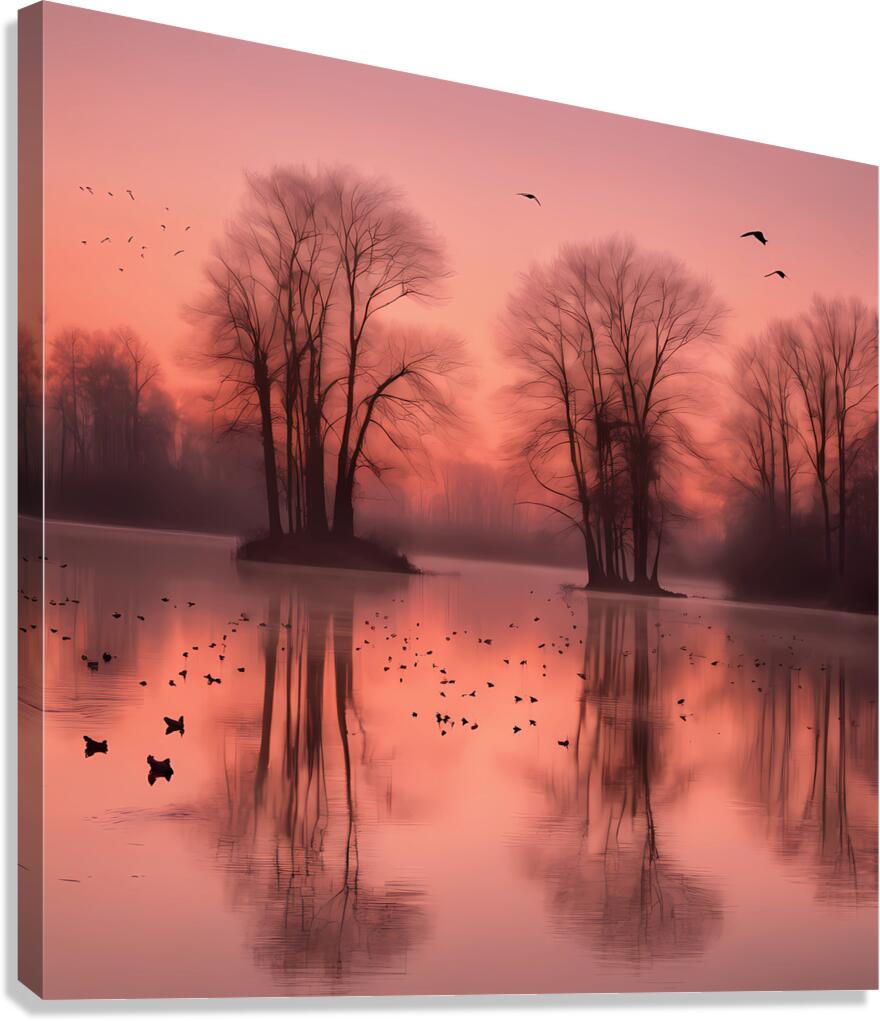 A serene ethereal landscape at dawn where Canvas Print