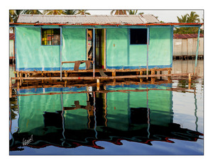 Traditional stilt house built over the water Zulia Venezuela