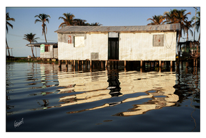 Traditional stilt house built over the water Zulia Venezuela
