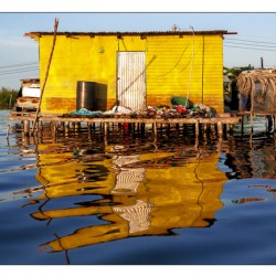 Traditional stilt house built over the water Zulia Venezuela