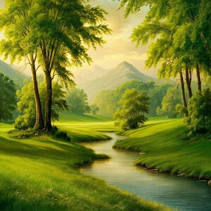 a serene and captivating landscape painting depic