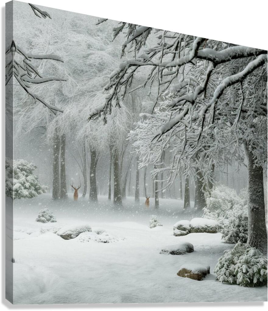 a serene and picturesque winter scene with a gent Canvas Print