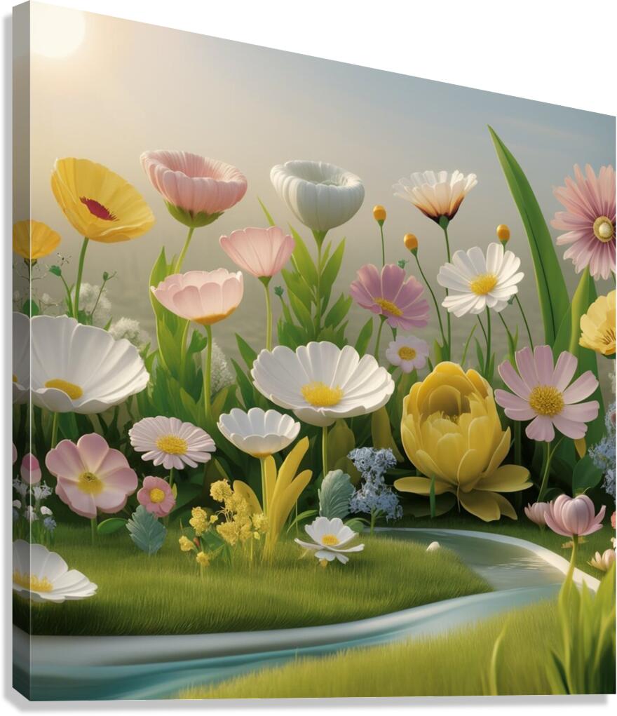 a serene and peaceful 3d landscape filled with va Canvas Print