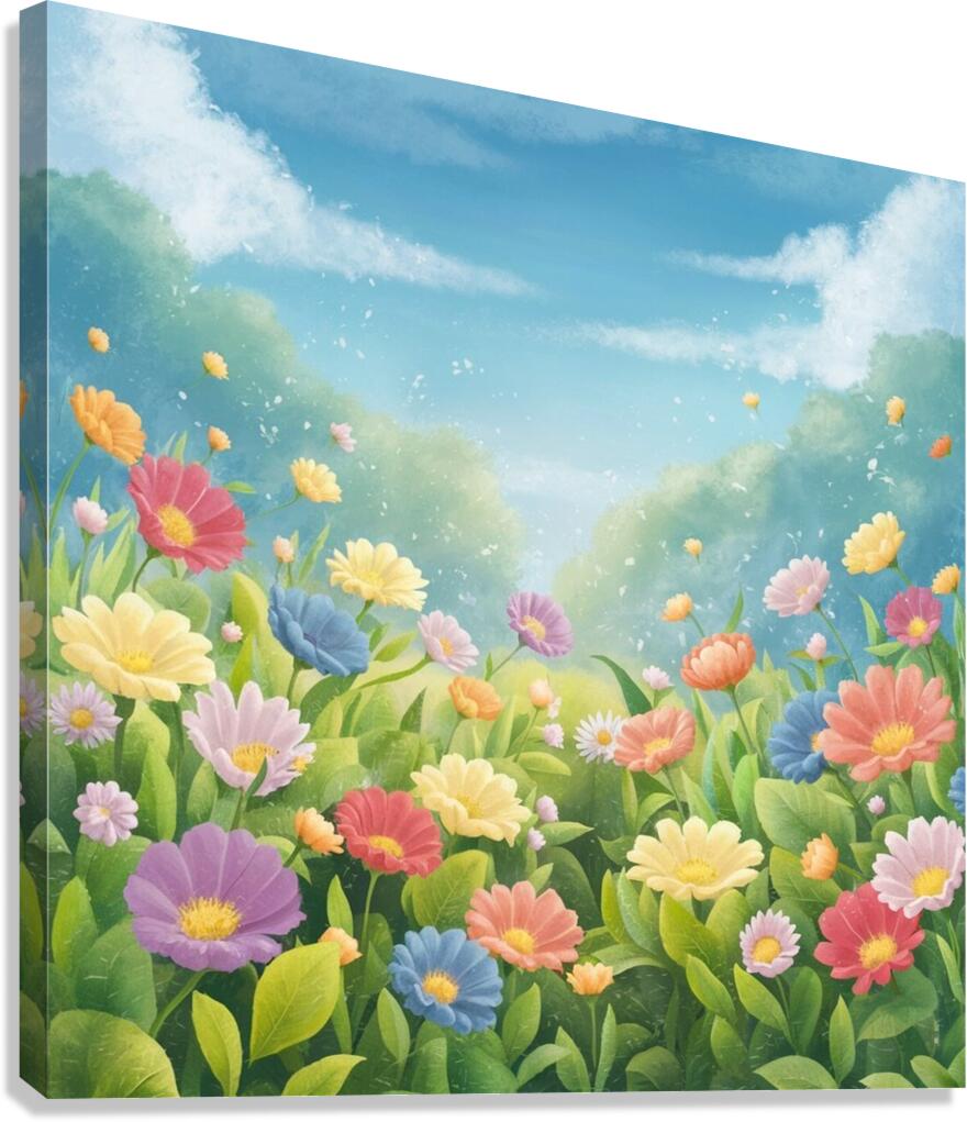 a serene and peaceful scene of a lush garden fill Canvas Print