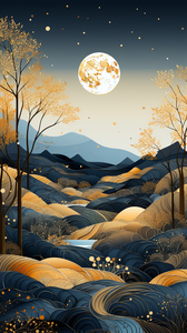 Moonlight Landscape No 3 Print