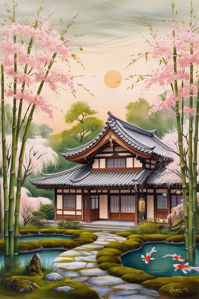 Art of an old Japanese house Print