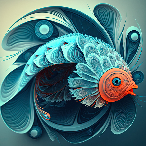 Red Faced Fish Print
