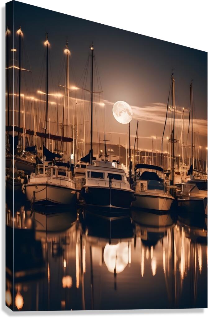 Moonlit Marina Canvas Print