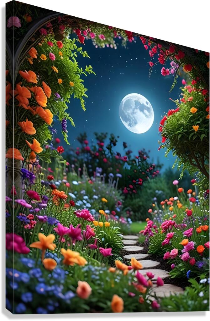 Moonlit Garden Path Canvas Print