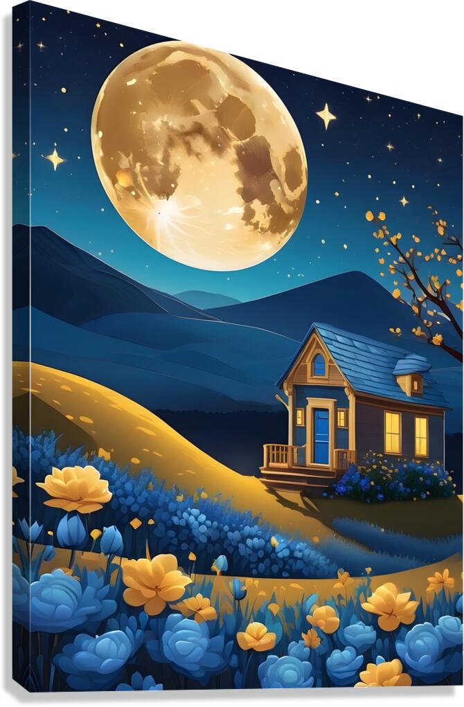 Moonlit Cottage Canvas Print