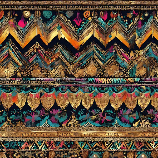 169665 pattern  boho colorful  some gold amazing Print