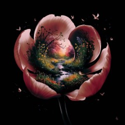 The essence of spring in the silhouette of a large open flower.