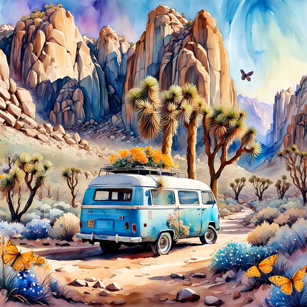 Beautiful Mohave Joshua tree fantasy Campervan 2. by LordPapp
