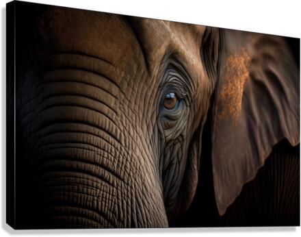 African Elephant Digital Portrait Canvas Print