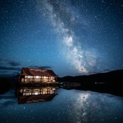 Milky way above Maligne Lake 