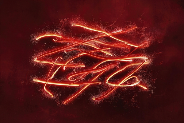 Abstract red background with burning lines 1 by Anghel Viorel