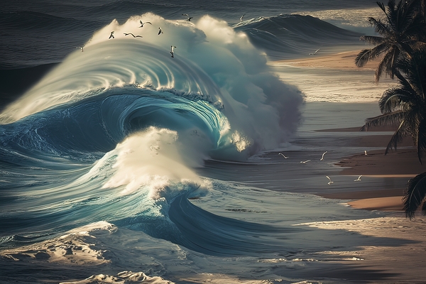 Blue ocean wave 2 Print