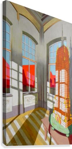 abandoned room with the empire state building  Impression sur toile