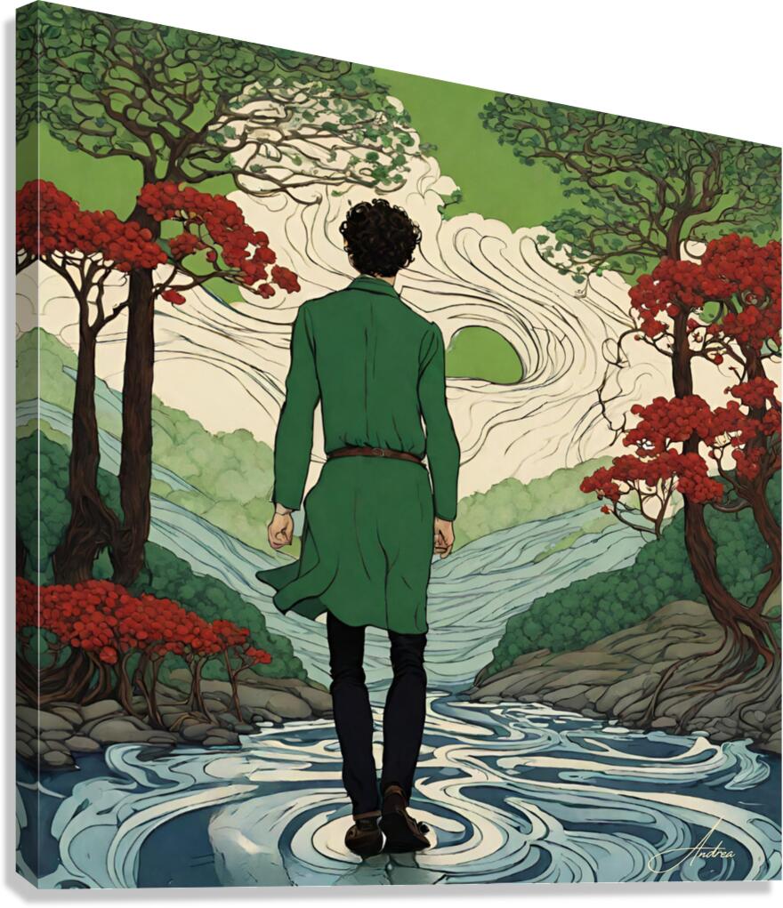 Man In the Swirling River Canvas Print