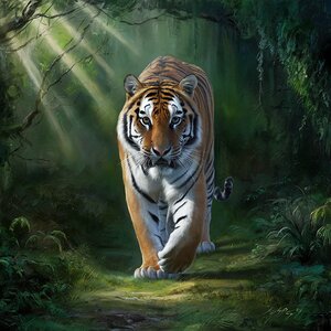The Tiger in the Forest is majestic