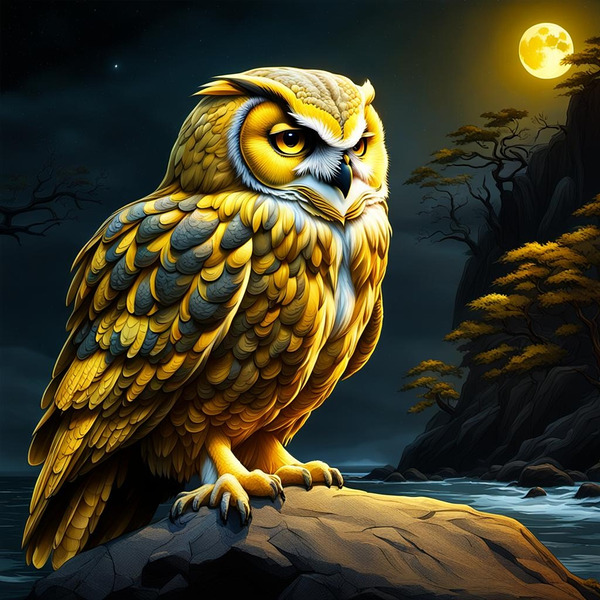 Owl Yellow by ART BY DONATAS