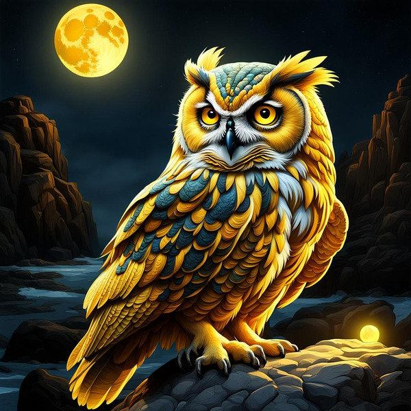 Owl Yellow by ART BY DONATAS