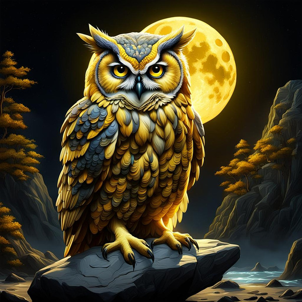 Owl Yellow by ART BY DONATAS