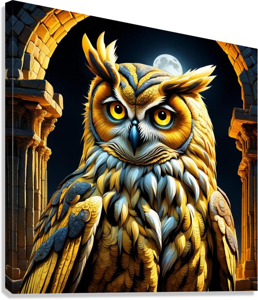 Owl Yellow Canvas Print