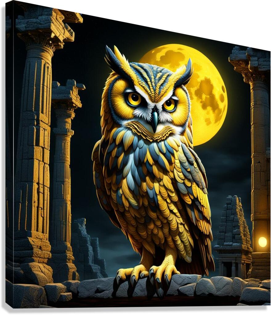 Owl Yellow Canvas Print