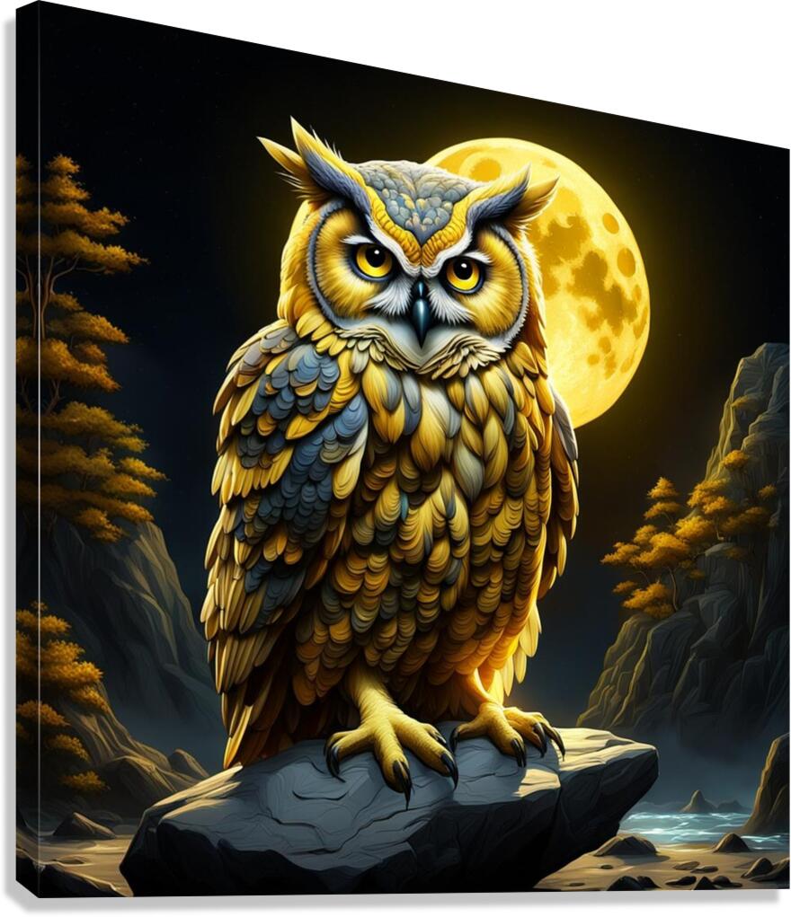 Owl Yellow Canvas Print